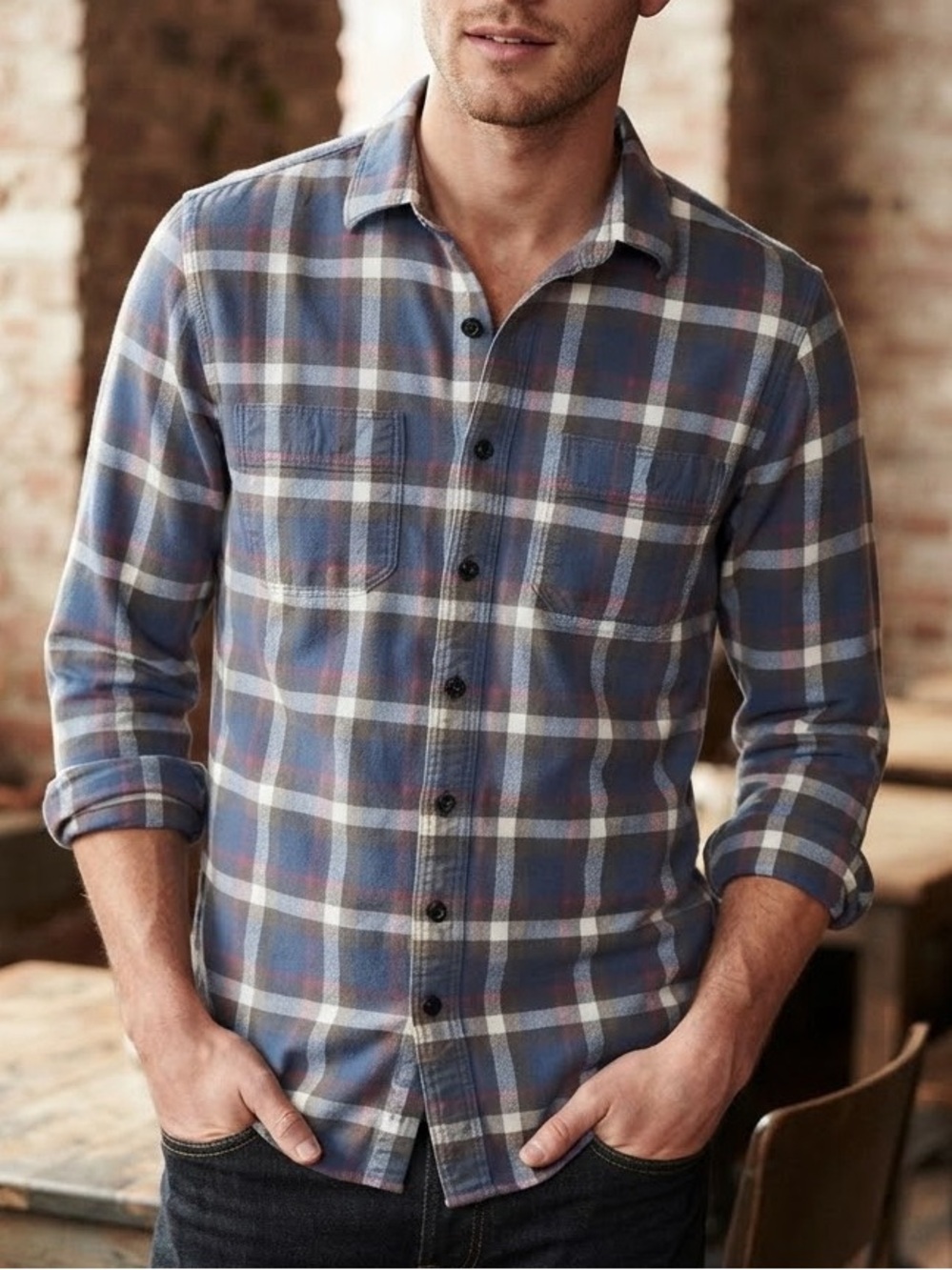 J. Crew 100% Cotton Flannel Plaid Button-Down Shirt